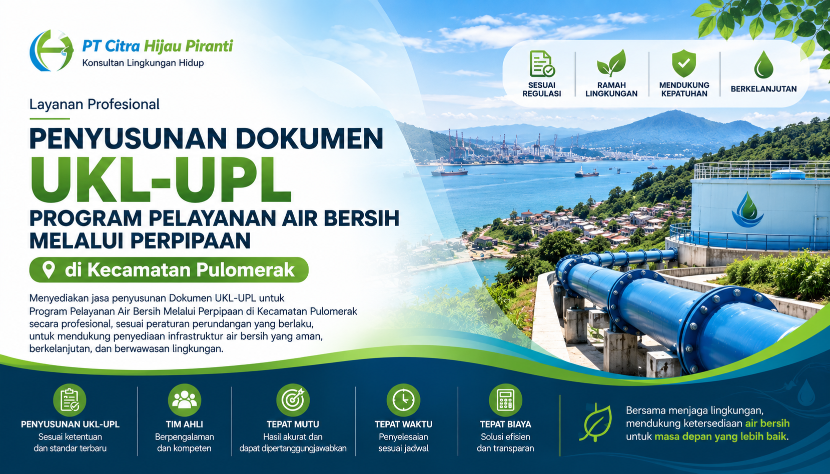 Penyusunan Dokumen UKL UPL Program Pelayanan Air Bersih Melalui Perpipaan di Kecamatan Pulomerak